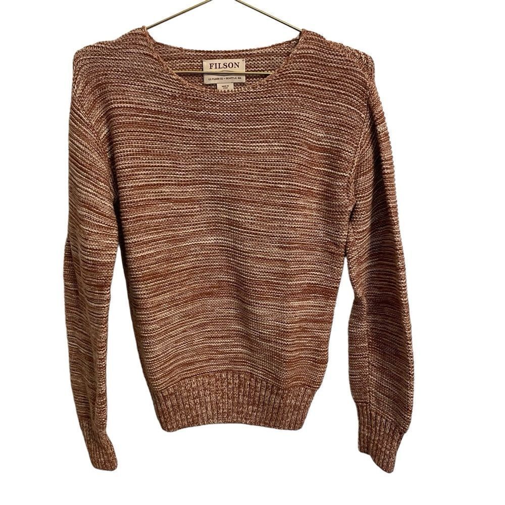 Filson Lake Quinault Cotton Crewneck Sweater in Natural Clay Melange Size XS